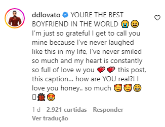 Demi Lovato responde declaração do namorado no aniversário